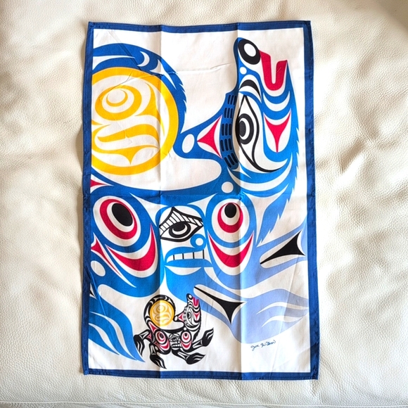 Cotton Kitchen Wolf & Moon Indigenous Design by Joe Wilson, Coast Salish - Picture 1 of 5